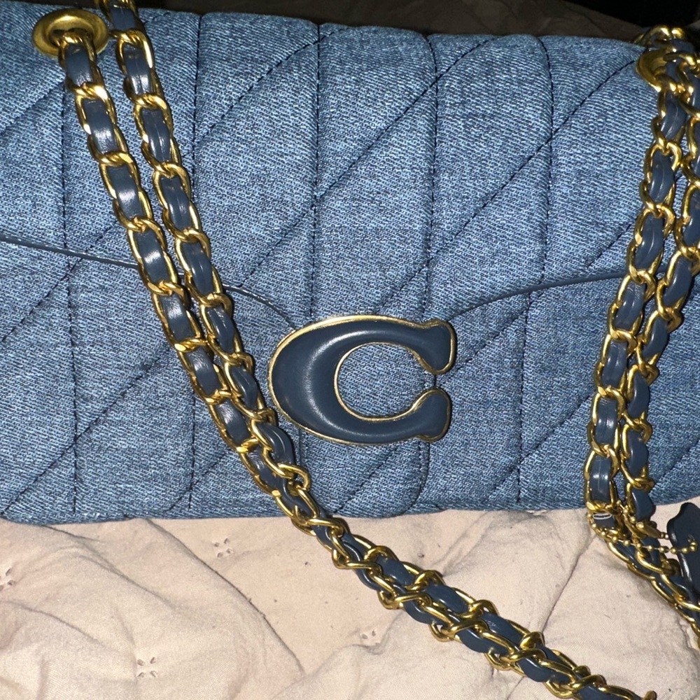 Blue Quilted Handbag with C Logo